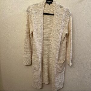 Modern Canvas White Open Long Sleeve Cardigan (Size Medium)